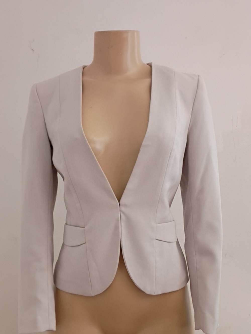 H&M Cream Open-Front Fitted Blazer